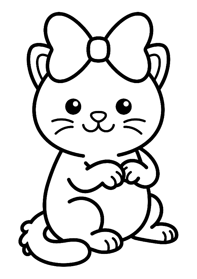Kitten With Bow coloring page