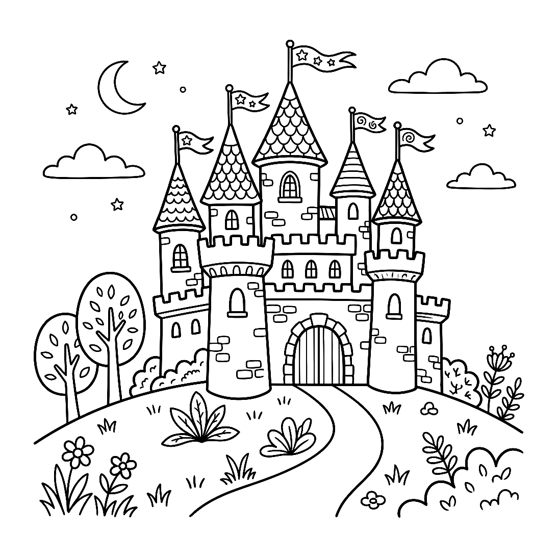 Castle coloring page
