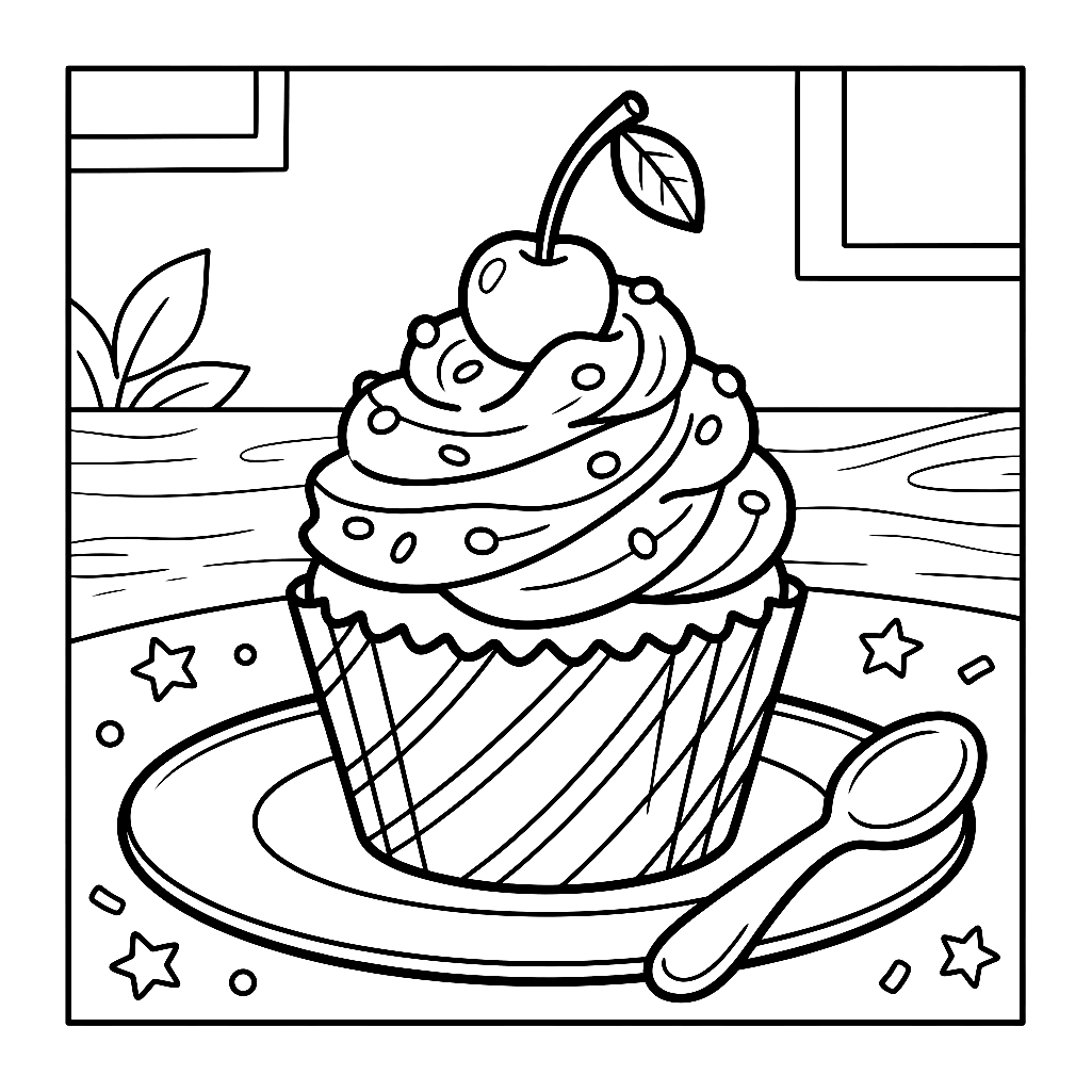 Cupcake coloring page