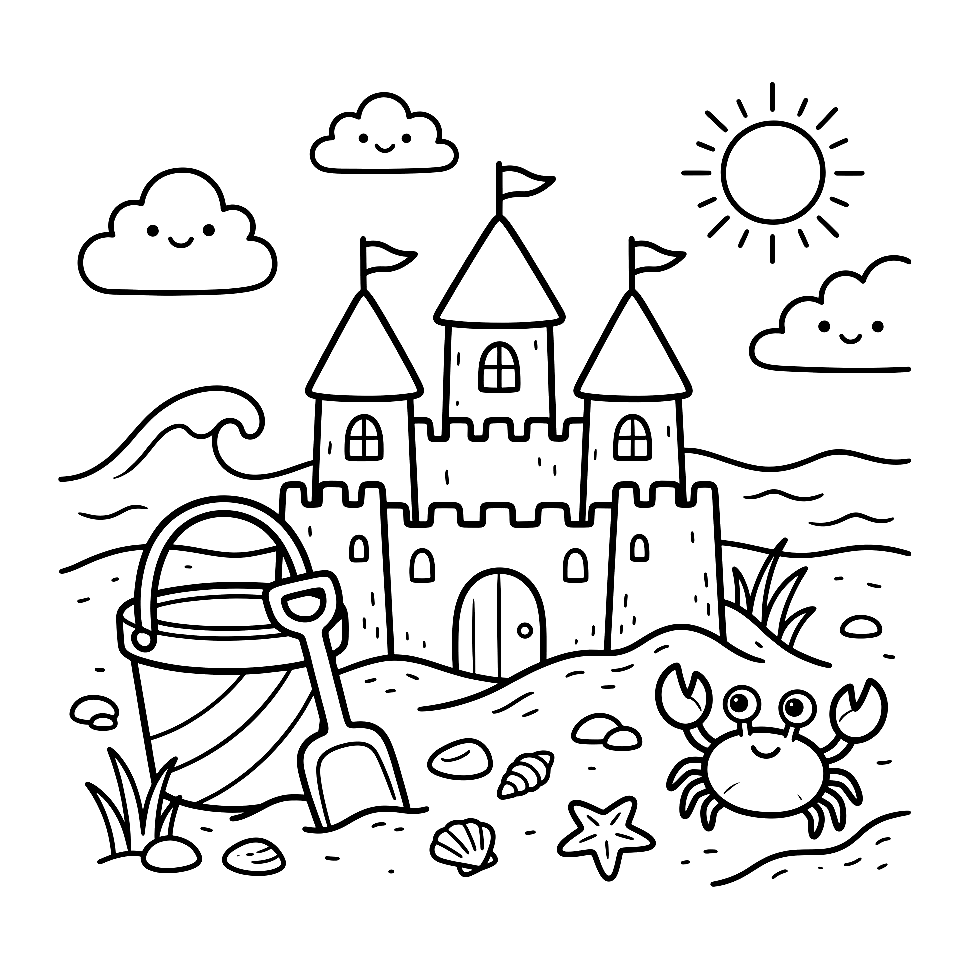 Sandcastle coloring page